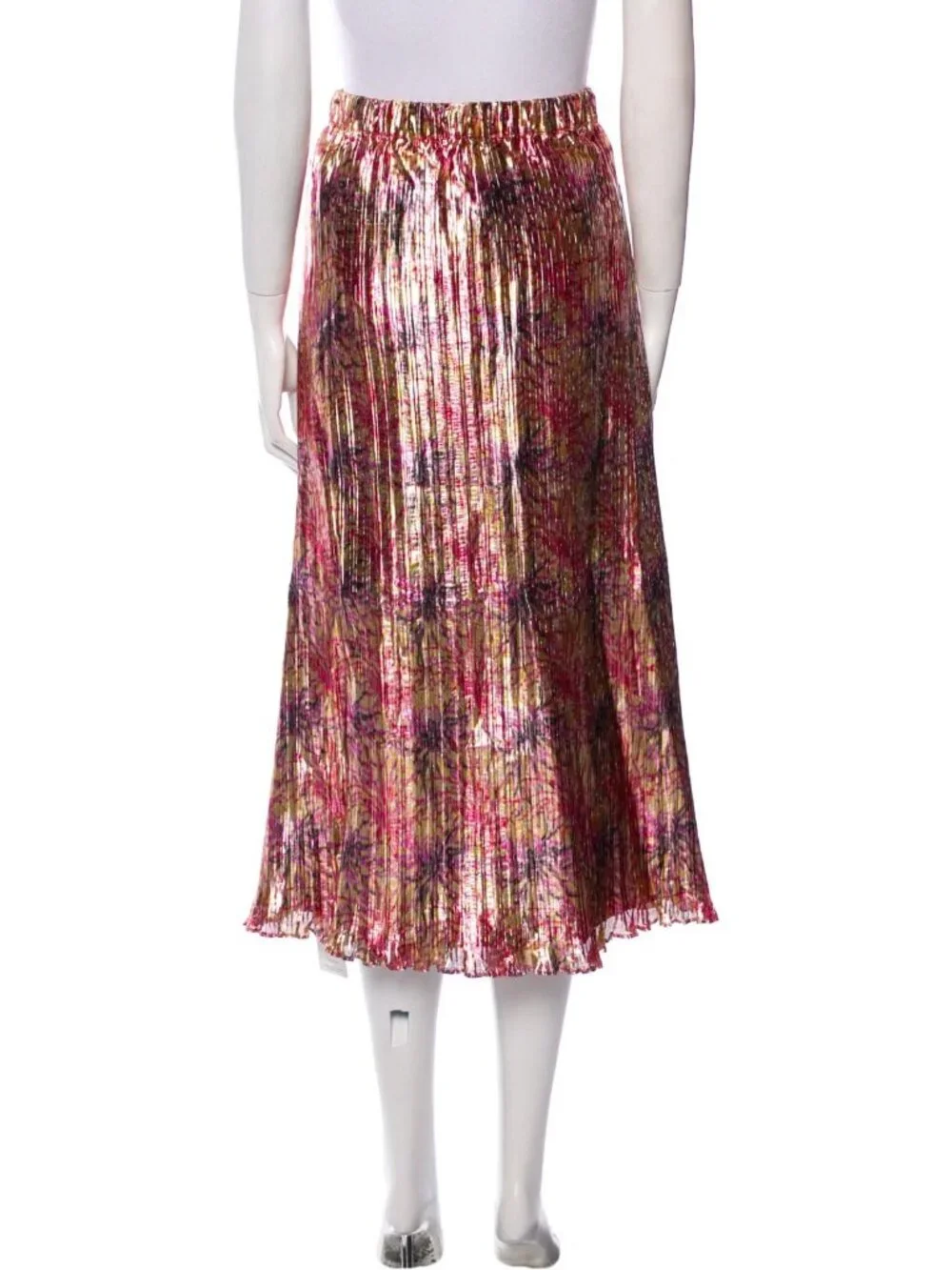 Kate Spade Pleated Metallic Gold Lame Skirt Winter Chrysanthemum Small